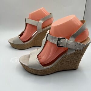Marc Fisher Leather Espadrille Wedge Sandals | Ankle Strap | Size 10M